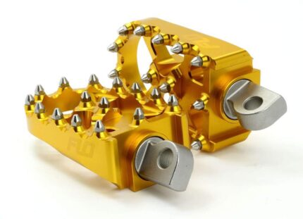 Flo Moto Gold Aluminum Motorcycle MX Platform Foot Pegs Pair Set Harley Custom