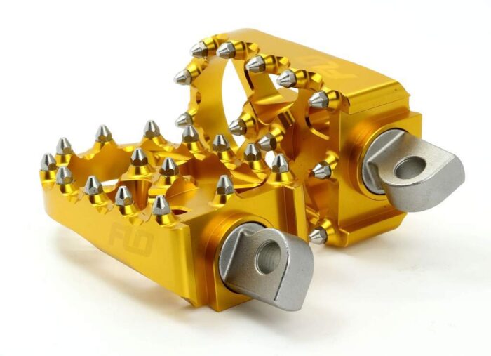 Flo Moto Gold Aluminum Motorcycle MX Platform Foot Pegs Pair Set Harley Custom