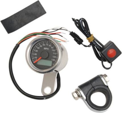 Hard Drive 48mm Mini Electronic Speedometer Speedo Black Face LED Harley Chopper