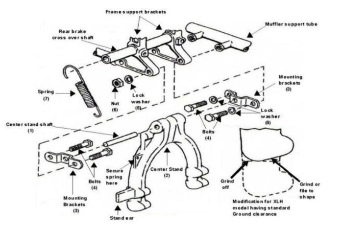 Harley Ironhead Sportster Center Stand Kickstand Kit Model K Swingarm Frames XL