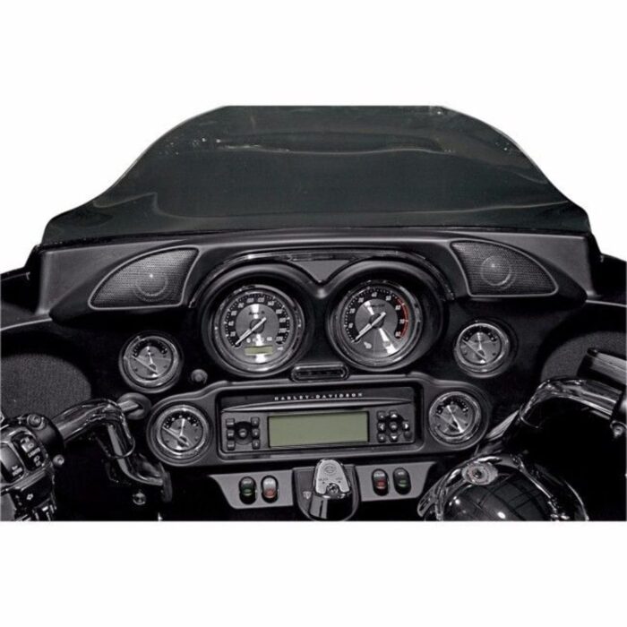 Hogtunes Black Chrome Hog Pod Inner Fairing Dash Trim Tweeter Kit Harley Batwing