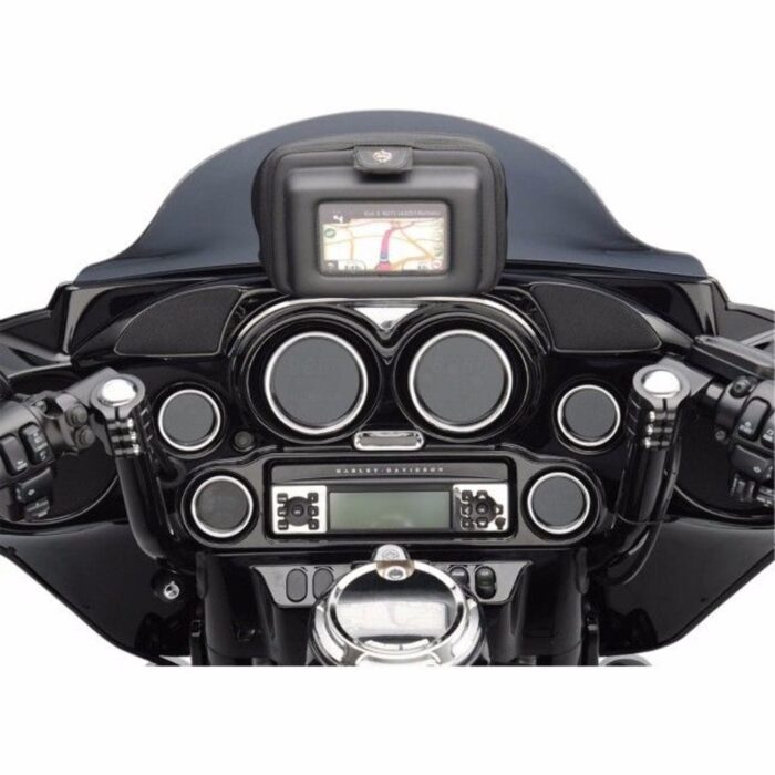 Hogtunes Black Chrome Hog Pod Inner Fairing Dash Trim Tweeter Kit Harley Batwing