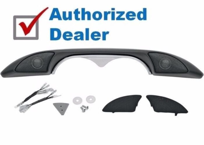 Hogtunes Black Chrome Hog Pod Inner Fairing Dash Trim Tweeter Kit Harley Batwing