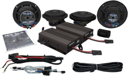 Hogtunes Wild Boar 600 Watt Amp 4 Speaker Front Rear Audio Harley Touring CVO