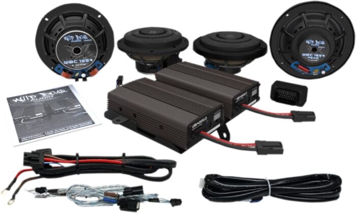 Hogtunes Wild Boar 600 Watt Amp 4 Speaker Front Rear Audio Harley Touring CVO
