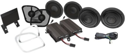 Hogtunes Wild Boar 600 Watt Amp 4 Speaker Front Rear Audio Harley Touring FLTRU