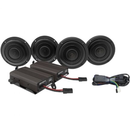 Hogtunes Wild Boar 600 Watt Amp 4 Speaker Front Rear Audio Kit Harley Touring