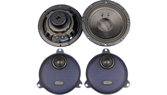 J&M Rokker 6.71" Front Fairing 200w Speaker Grill Tweeter Kit Harley Touring FLH