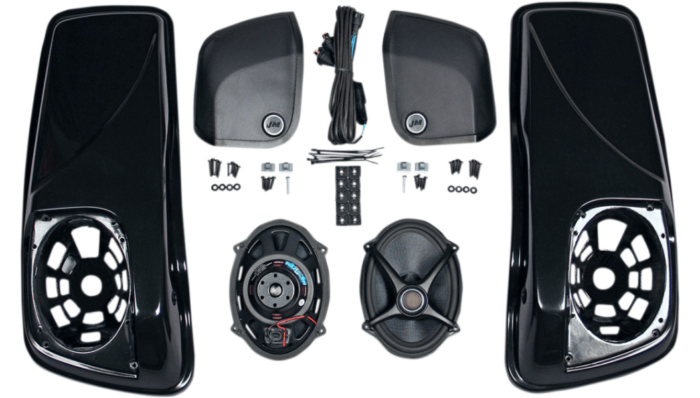 J&M Rokker XXR 5x7 Plug & Play Saddlebag Lids Speakers Kit Harley Touring 14-19