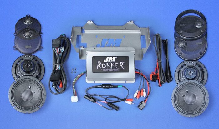 J&M ROKKER XXR Extreme 800w 4-Speaker Amp Install Kit 14-20 Harley Ultra Limited