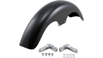 Klock Werks Hugger Klub Front Fender Kit Chrome Block Black 19" Harley FXLR M8