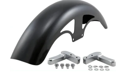 Klock Werks Hugger P-Tom Front Fender Kit Chrome Block Black 19" Harley FXLR M8