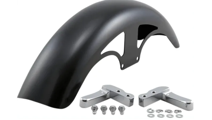 Klock Werks Hugger P-Tom Front Fender Kit Chrome Block Black 19" Harley FXLR M8