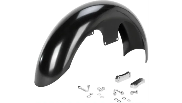 Klock Werks Hugger Slicer Front Fender Kit Chrome Block Black 19" Harley FXLR M8