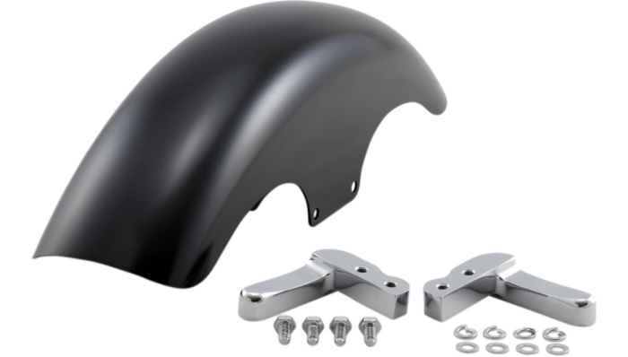 Klock Werks Hugger Top Hat Front Fender Kit Chrome Block Black 19 Harley FXLR M8