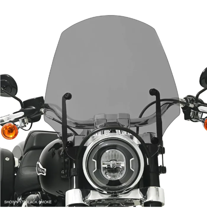 Memphis Shades El Paso 17 Black Smoke Sportshield 9 Cutout Harley Softail M8 18+