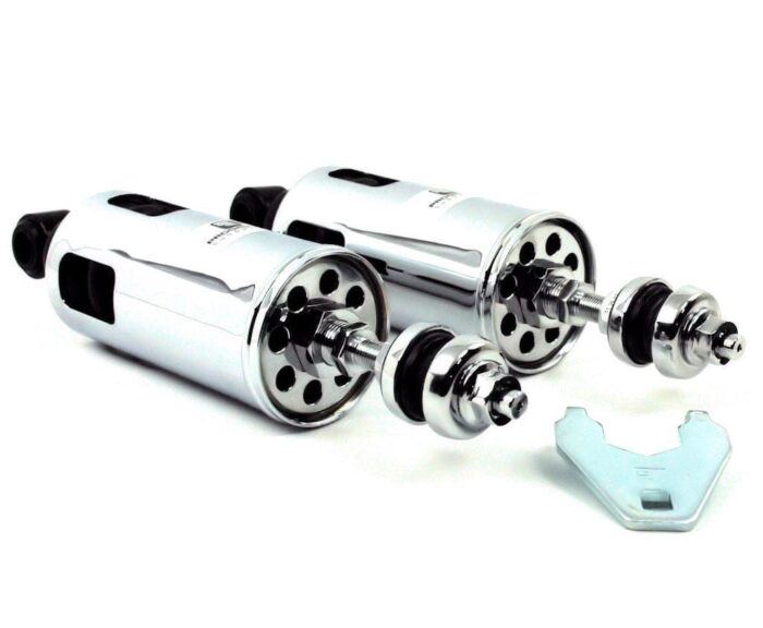 Progressive 422 Chrome Adjustable Rear Lowering Shocks 2000-2017 Harley Softail