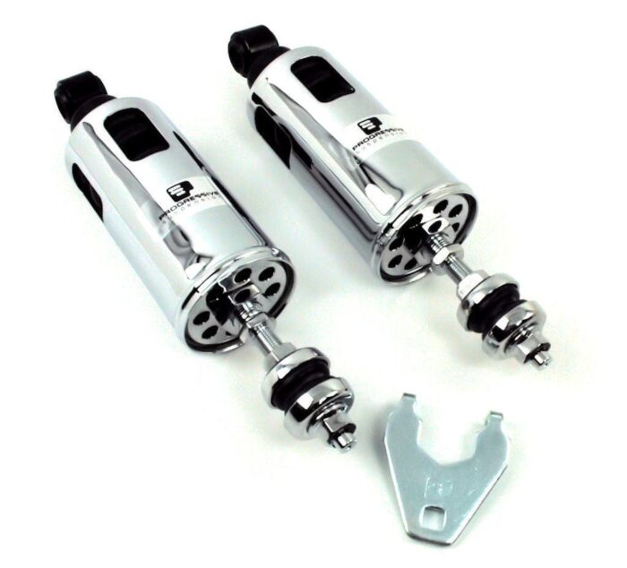 Progressive 422 Chrome Adjustable Rear Lowering Shocks 2000-2017 Harley Softail