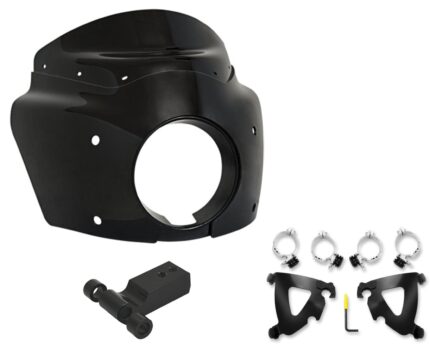 Road Warrior Fairing 11" Dark Smoke Windshield Black Mount Kit Harley FXBB 18+