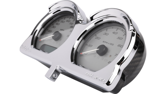 Thrashin Speedometer Gauge Relocation Kit Chrome CF Aluminum Harley FLRT 2015+