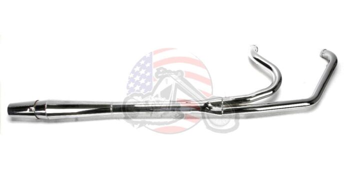 Thunderheader Chrome 2 into 1 Exhaust Pipe w/ Heat shields Harley Touring Bagger