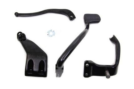 V-Twin Black Further Forward Mid Control Kit Foot Pegs Harley Dyna FXD 2006-2017
