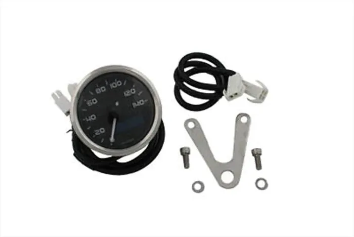 V-Twin Daytona Black Face Electronic Speedo Speedometer Harley Bobber Custom
